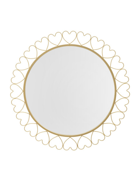 Miroir mural original Coeurs XL Rond 80x80 en Métal Doré Hearts 