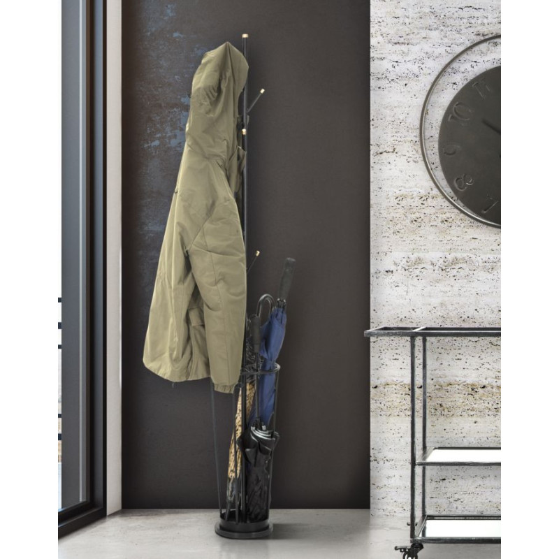 Porte manteaux moderne avec range parapluie en Métal Noir Glam 