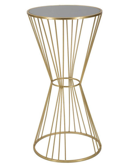 Sellette haute moderne Ronde Hauteur 100 cm en Métal Doré Miroir Super 