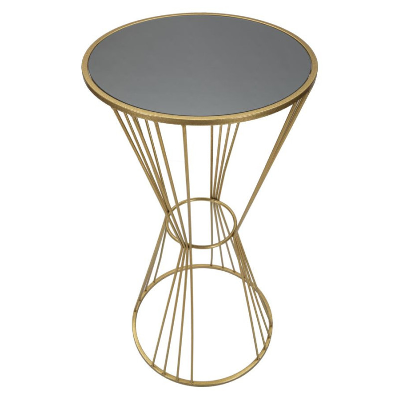 Sellette haute moderne Ronde Hauteur 100 cm en Métal Doré Miroir Super 