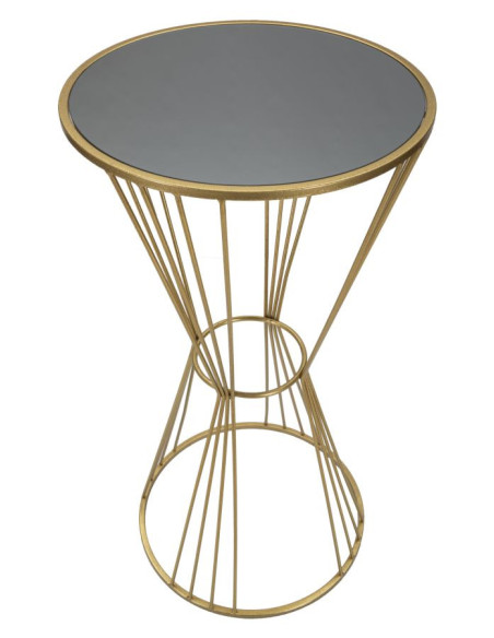 Sellette haute moderne Ronde Hauteur 100 cm en Métal Doré Miroir Super 