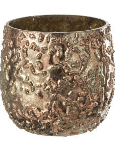 Photophore moderne en verre effet cuivré H8 cm - 1