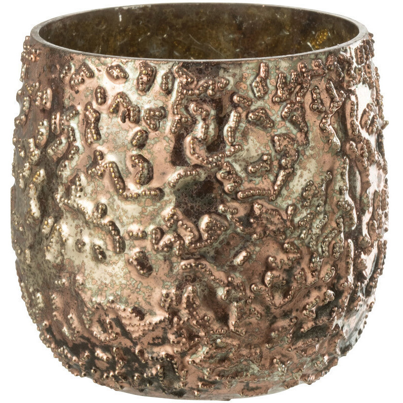 Photophore moderne en verre effet cuivré H8 cm - 1