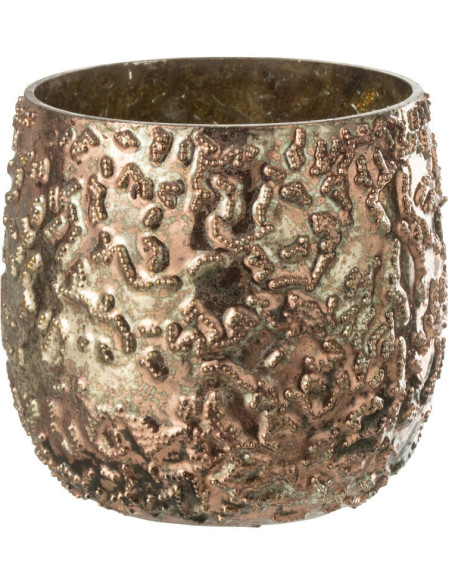 Photophore moderne en verre effet cuivré H8 cm - 1