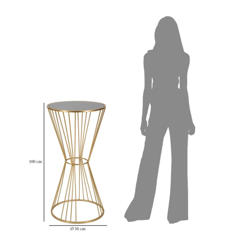 Sellette haute moderne Ronde Hauteur 100 cm en Métal Doré Miroir Super 