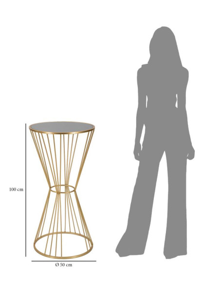 Sellette haute moderne Ronde Hauteur 100 cm en Métal Doré Miroir Super 