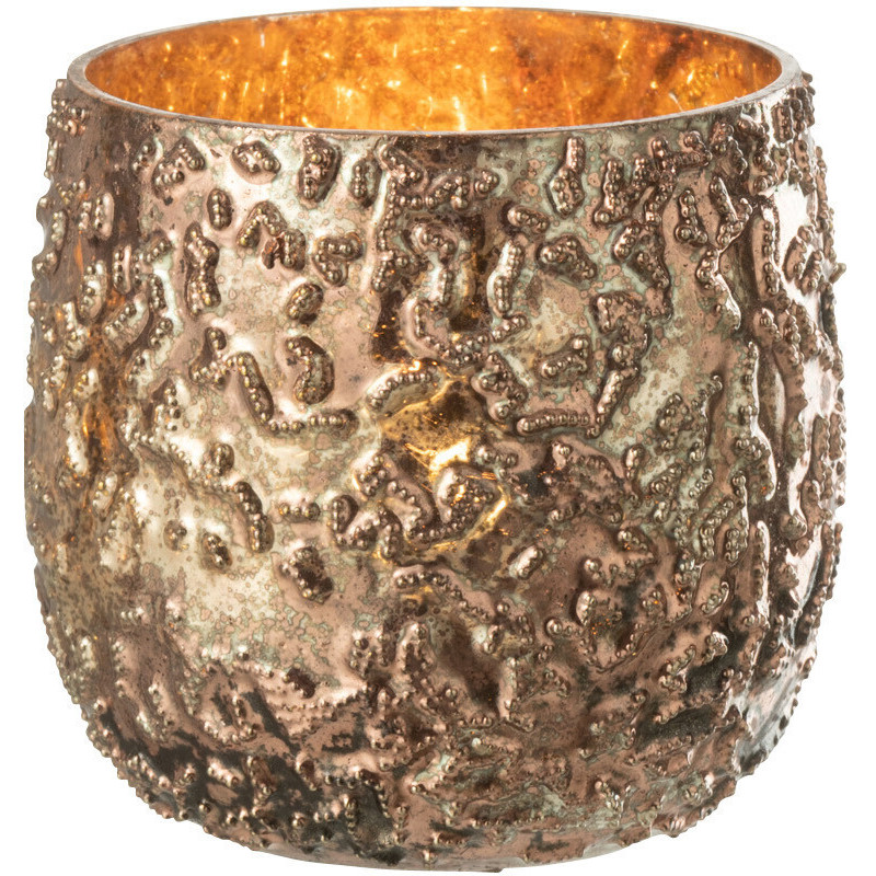 Photophore moderne en verre effet cuivré H8 cm - 2