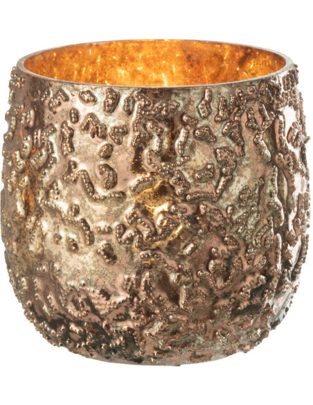 Photophore moderne en verre effet cuivré H8 cm - 2