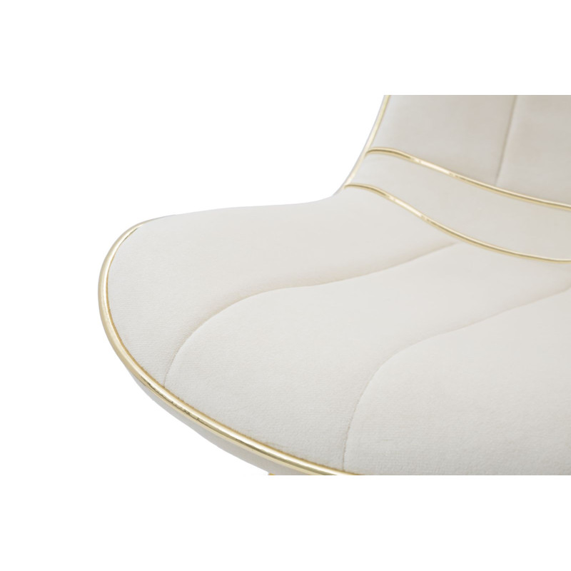 Chaise moderne chic en Velours Blanc crème Métal Doré Paris (Lot de 2) 
