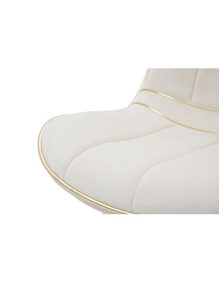 Chaise moderne chic en Velours Blanc crème Métal Doré Paris (Lot de 2) 