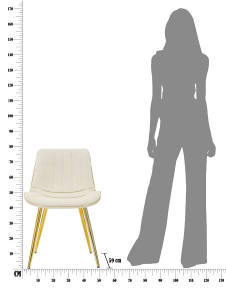 Chaise moderne chic en Velours Blanc crème Métal Doré Paris (Lot de 2) 