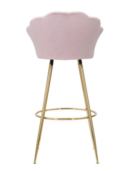 Tabouret de bar original Coquillage en Velours Rose Métal Doré Vienna 