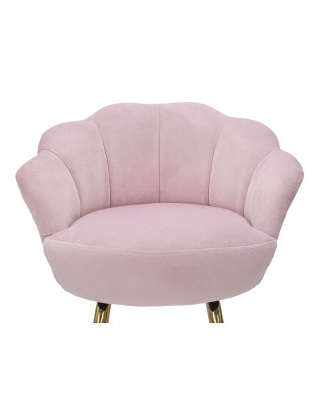 Tabouret de bar original Coquillage en Velours Rose Métal Doré Vienna 