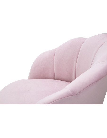 Tabouret de bar original Coquillage en Velours Rose Métal Doré Vienna 