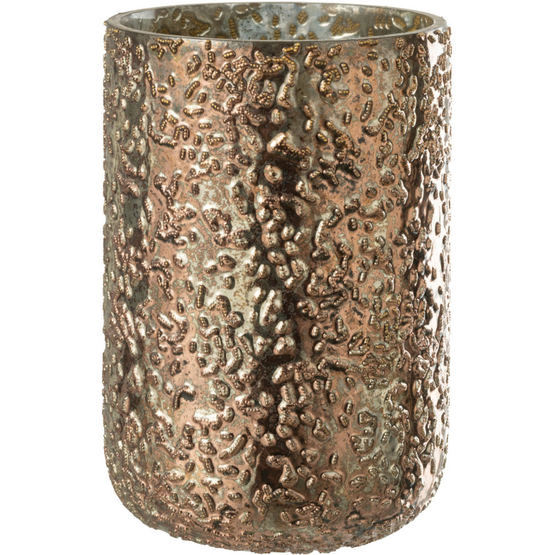 Photophore moderne en verre effet cuivré H20 cm - 1