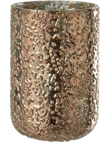 Photophore moderne en verre effet cuivré H20 cm - 1