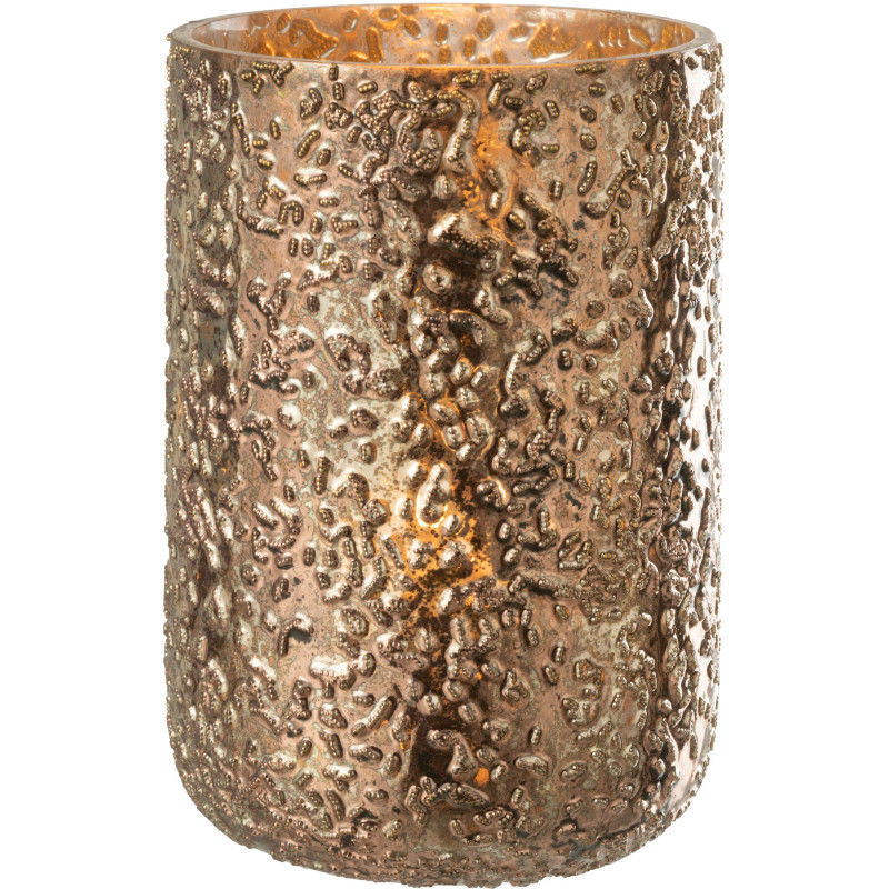 Photophore moderne en verre effet cuivré H20 cm - 2