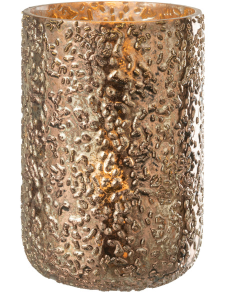 Photophore moderne en verre effet cuivré H20 cm - 2