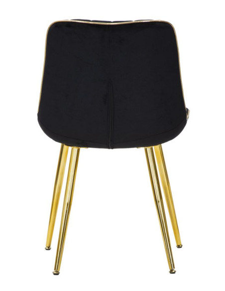 Chaise moderne chic en Velours Noir Métal Doré Paris (Lot de 2) 