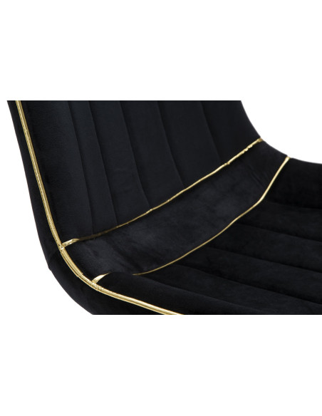 Chaise moderne chic en Velours Noir Métal Doré Paris (Lot de 2) 
