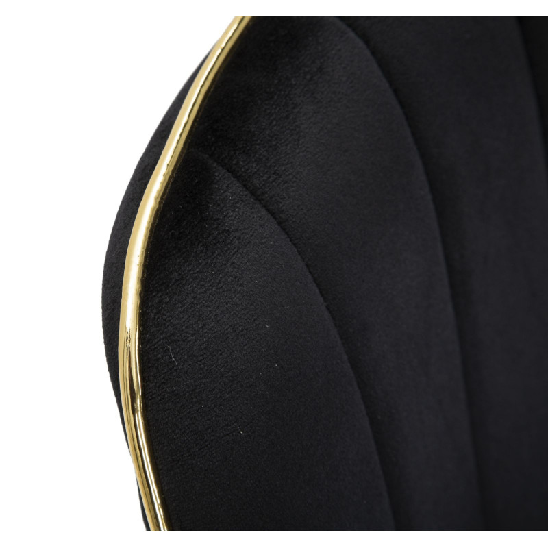 Chaise moderne chic en Velours Noir Métal Doré Paris (Lot de 2) 