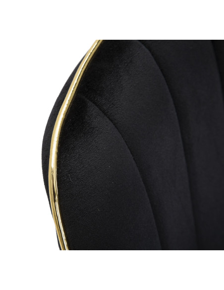 Chaise moderne chic en Velours Noir Métal Doré Paris (Lot de 2) 