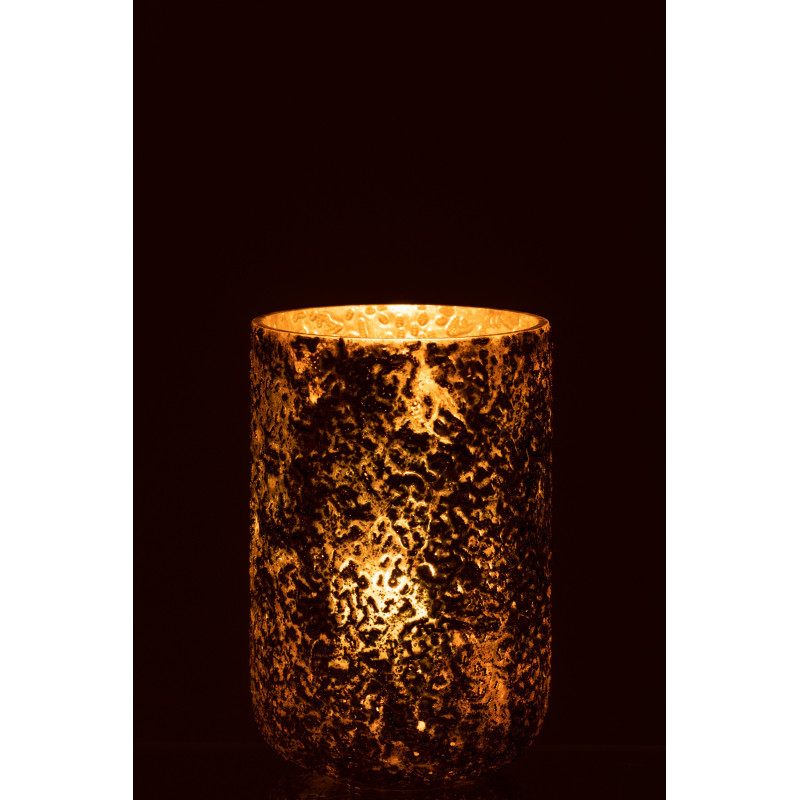 Photophore moderne en verre effet cuivré H20 cm - 3