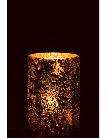 Photophore moderne en verre effet cuivré H20 cm - 3