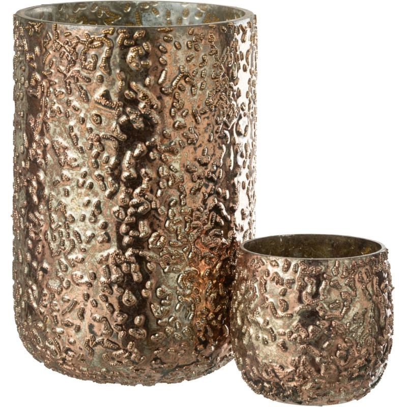 Photophore moderne en verre effet cuivré H20 cm - 4