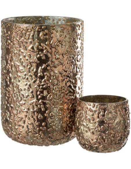 Photophore moderne en verre effet cuivré H20 cm - 4