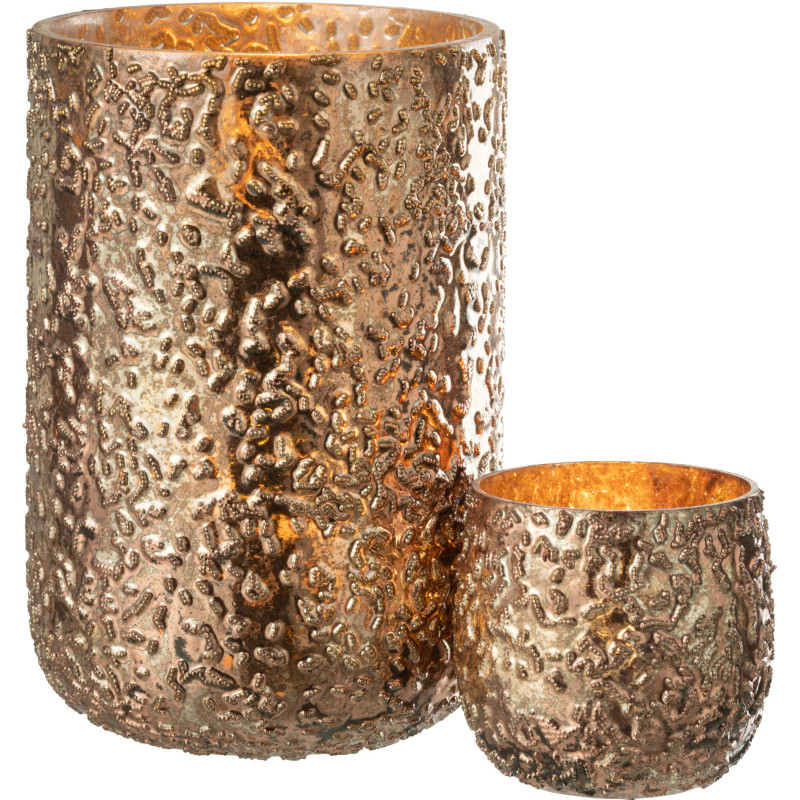 Photophore moderne en verre effet cuivré H20 cm - 5