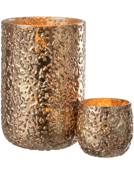 Photophore moderne en verre effet cuivré H20 cm - 5