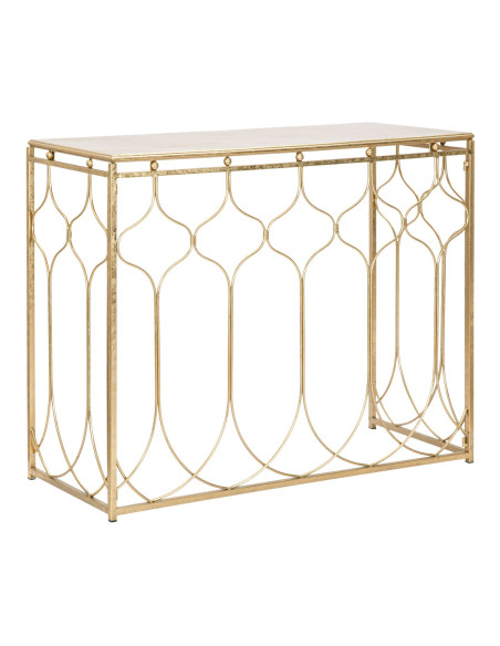 Console moderne Rectangulaire en Métal Doré Arabesque 