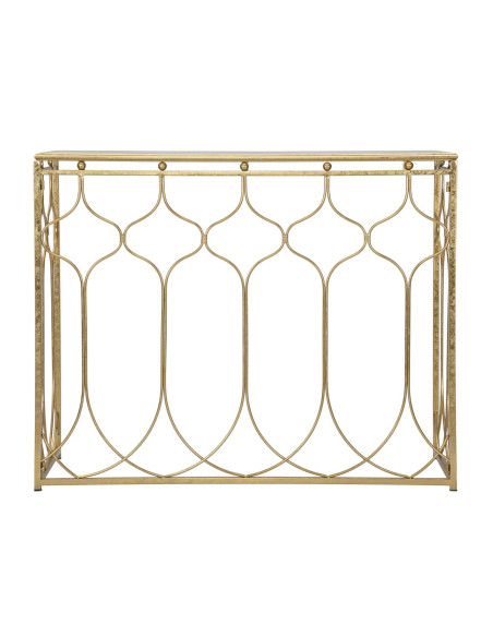 Console moderne Rectangulaire en Métal Doré Arabesque 