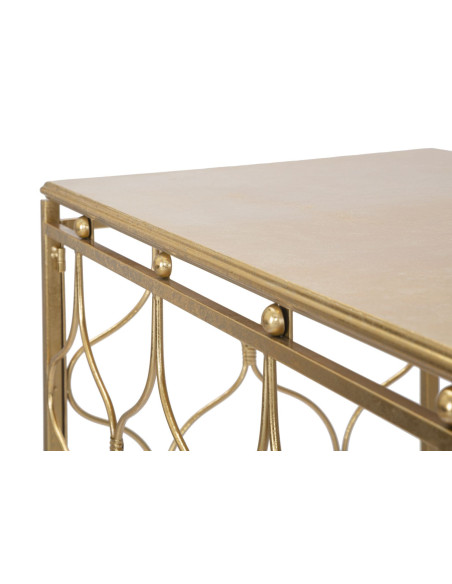 Console moderne Rectangulaire en Métal Doré Arabesque 