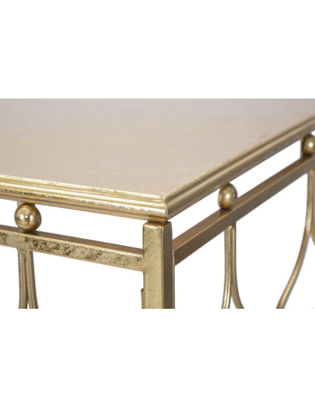Console moderne Rectangulaire en Métal Doré Arabesque 