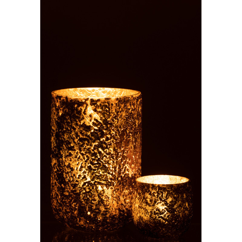 Photophore moderne en verre effet cuivré H20 cm - 6