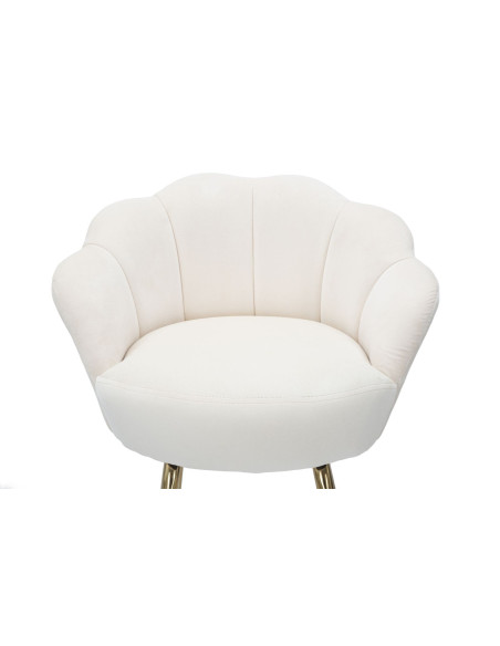 Tabouret de bar original Coquillage en Velours Blanc crème Métal Doré Vienna 