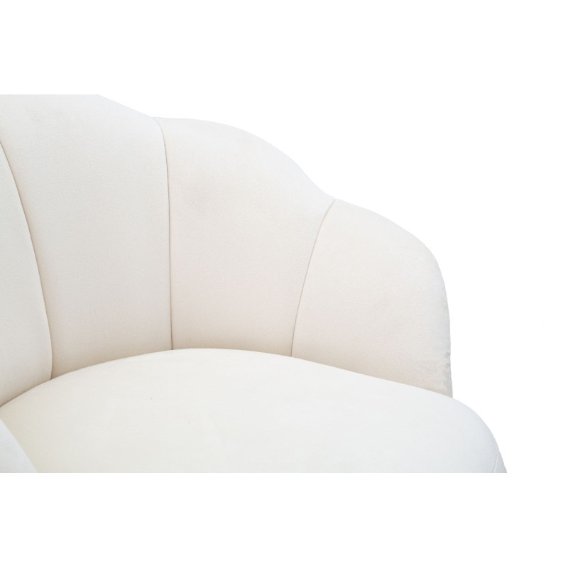 Tabouret de bar original Coquillage en Velours Blanc crème Métal Doré Vienna 