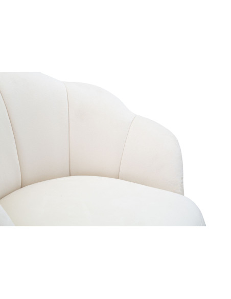 Tabouret de bar original Coquillage en Velours Blanc crème Métal Doré Vienna 