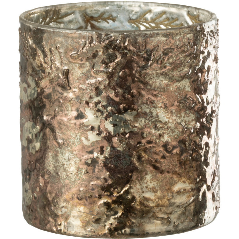 Photophore moderne cylindre en verre effet cuivré H11 cm - 1