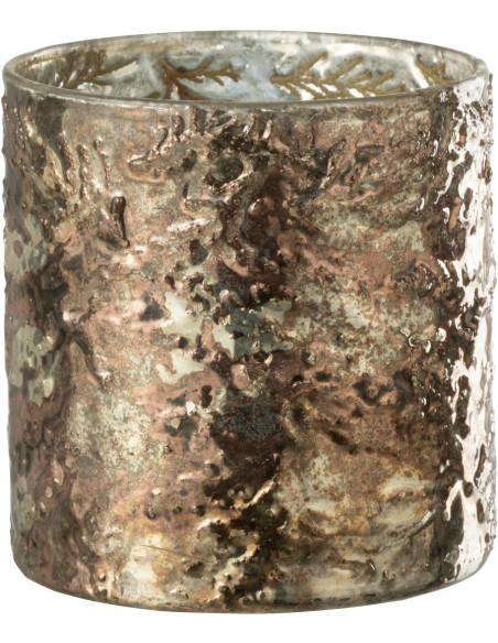 Photophore moderne cylindre en verre effet cuivré H11 cm - 1