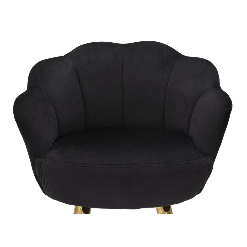 Tabouret de bar original Coquillage en Velours Noir Métal Doré Vienna 