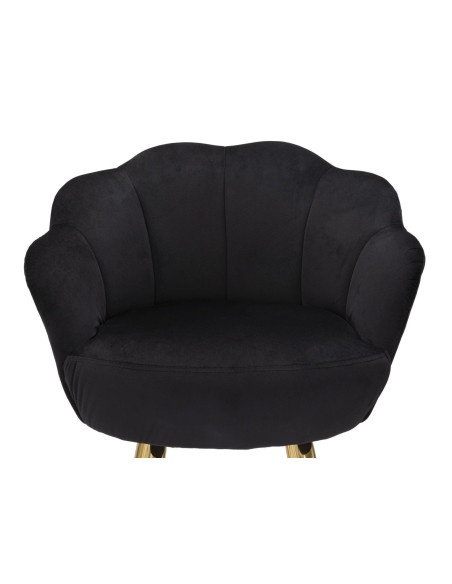 Tabouret de bar original Coquillage en Velours Noir Métal Doré Vienna 