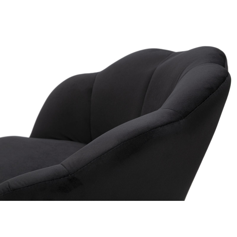 Tabouret de bar original Coquillage en Velours Noir Métal Doré Vienna 