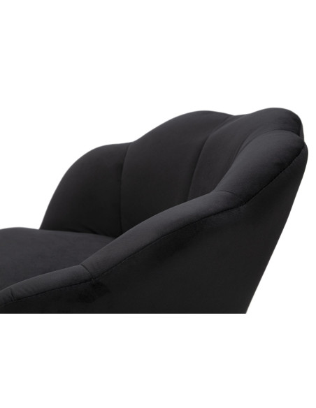 Tabouret de bar original Coquillage en Velours Noir Métal Doré Vienna 