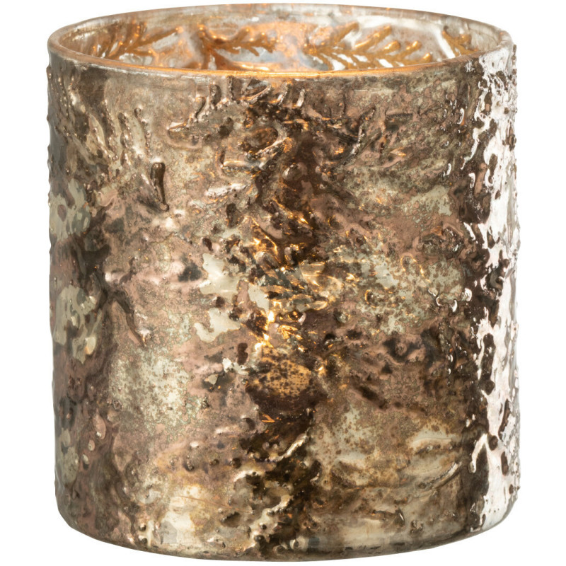 Photophore moderne cylindre en verre effet cuivré H11 cm - 2