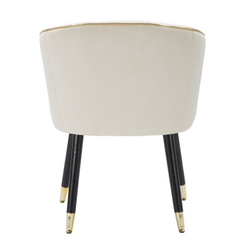 Fauteuil de table moderne chic en Velours Blanc crème Métal Noir Doré Paris Mauro Ferretti - 7