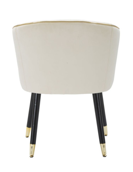 Fauteuil de table moderne chic en Velours Blanc crème Métal Noir Doré Paris Mauro Ferretti - 7