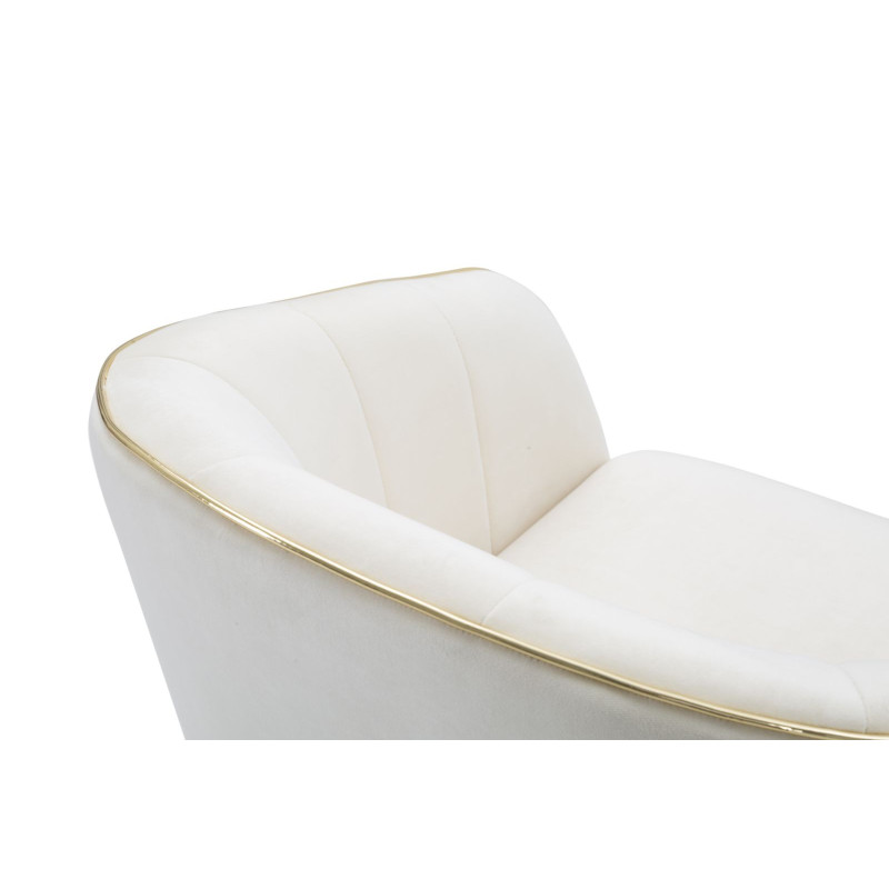 Fauteuil de table moderne chic en Velours Blanc crème Métal Noir Doré Paris Mauro Ferretti - 8